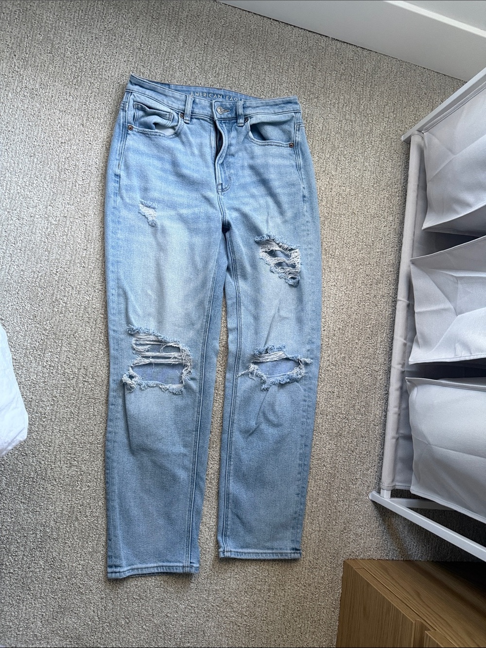 American Eagle Outfitters Light Wash Ripped Boyfriend Jeans